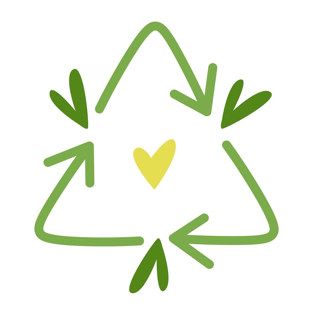 Vector icono de reciclaje verde concepto de consumo consciente cero residuos ilustración plana