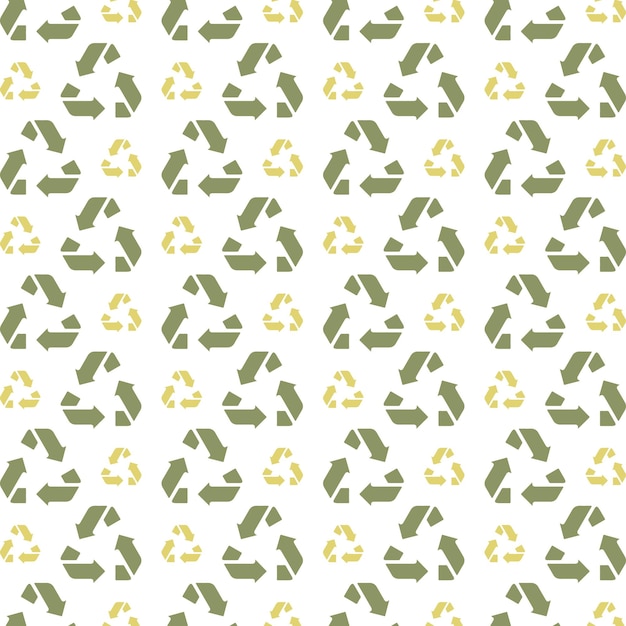 Vector icono de reciclaje verde que repite el patrón de moda ilustración de fondo colorido