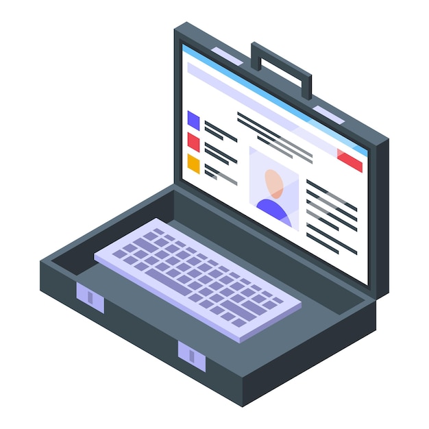 Icono de reclutamiento en línea Isométrico del icono de vector de reclutamiento en línea para diseño web aislado sobre fondo blanco