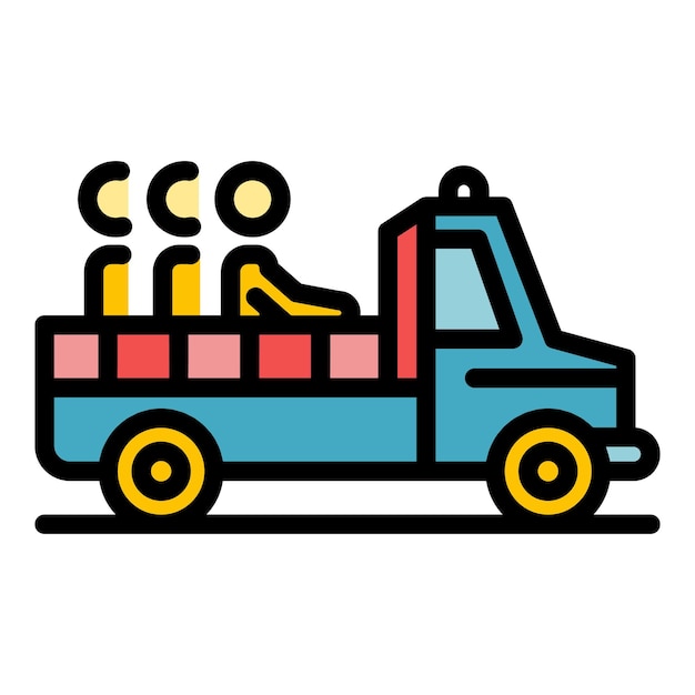 Icono de recogida de inmigrantes ilegales Contorno de icono de vector de recogida de inmigrantes ilegales color plano aislado