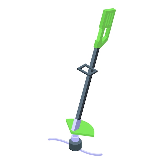 Icono de recortadora de jardín vector isométrico Césped Máquina herramienta