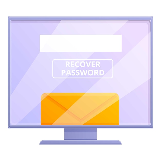 Icono de recuperación de contraseña de computadora Caricatura de icono de vector de recuperación de contraseña de computadora para diseño web aislado sobre fondo blanco