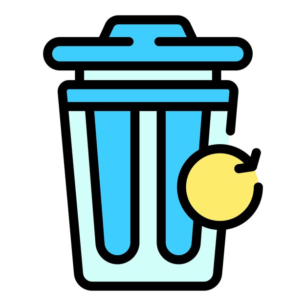 Icono de recuperación de papelera Contorno Icono de vector de recuperación de papelera para diseño web aislado en color de fondo blanco plano