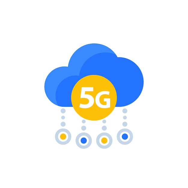 Icono de red 5g con un vector de nube