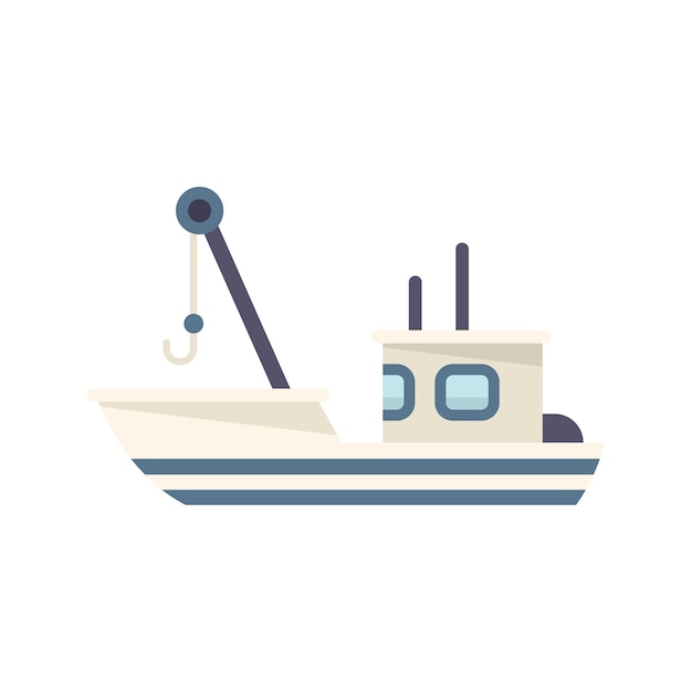 Icono de red de barco pesquero vector plano Buque marino Pesca marina aislada