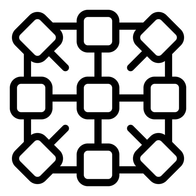 Icono de red de cadena de bloques que conecta bloques con líneas