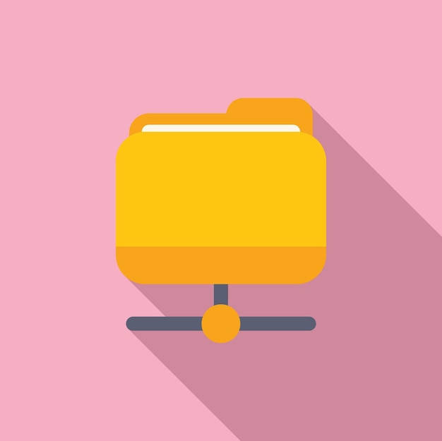 Ícono de red de carpeta amarillo sobre fondo rosado