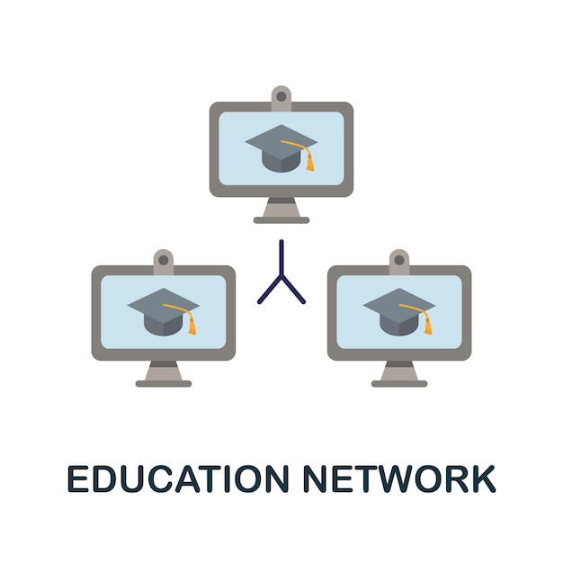 Icono de red de educación Elemento simple de la colección de educación en línea Icono de red de educación creativa para plantillas de diseño web, infografías y más