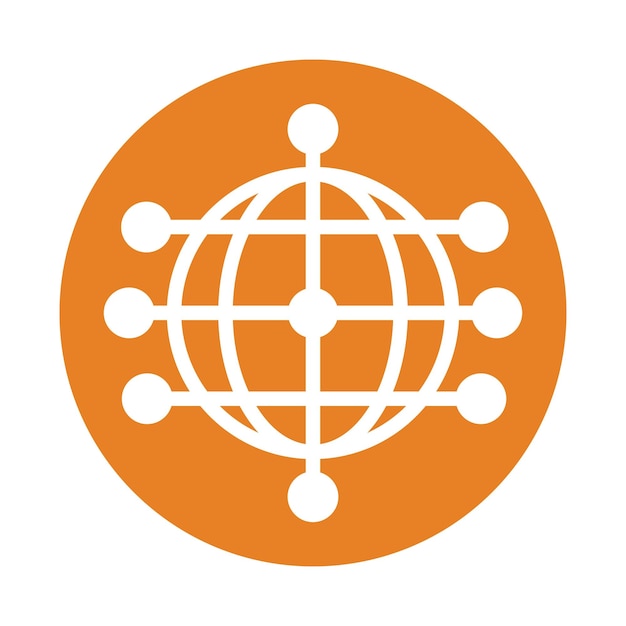 El icono de la red global Cdn es el vector de color naranja EPS