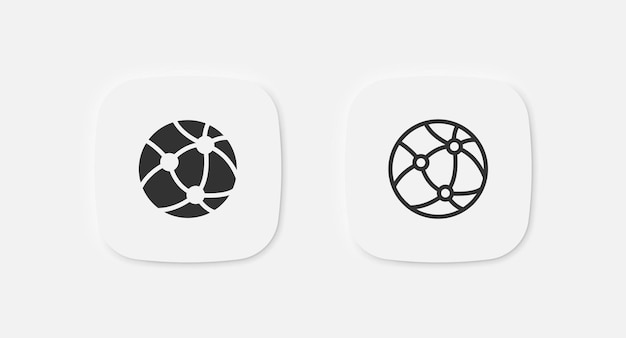 Icono de red global Signo de internet del planeta Símbolo del mundo de la tecnología Iconos de comunicación mundial Signo aislado vectorial