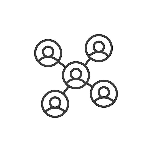 Icono de red de gráficos establecido medios sociales símbolo de conexión vectorial equipo de cooperación empresarial signo icono de comunidad global en estilo negro lleno y delineado