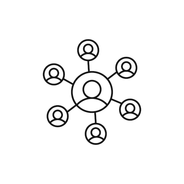 Icono de red de gráficos establecido medios sociales símbolo de conexión vectorial equipo de cooperación empresarial signo icono de comunidad global en estilo negro lleno y delineado