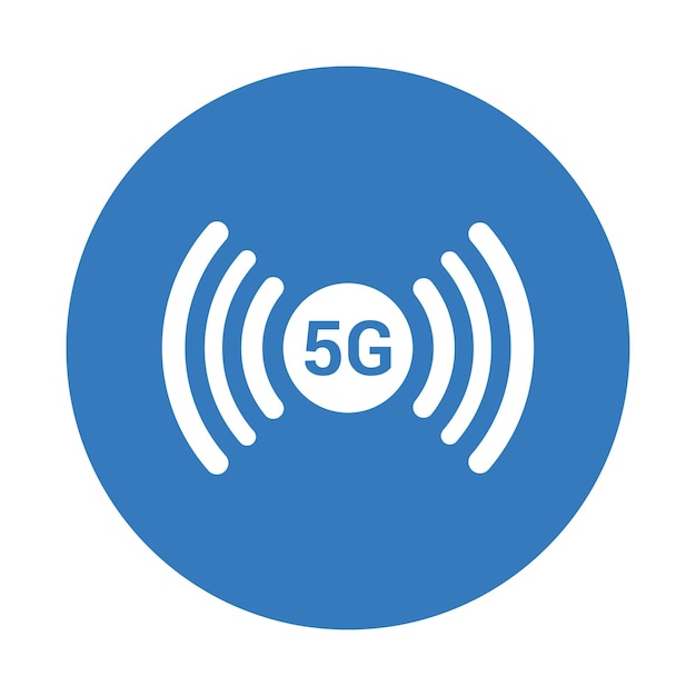 El icono de la red de internet 5g diseño de color azul