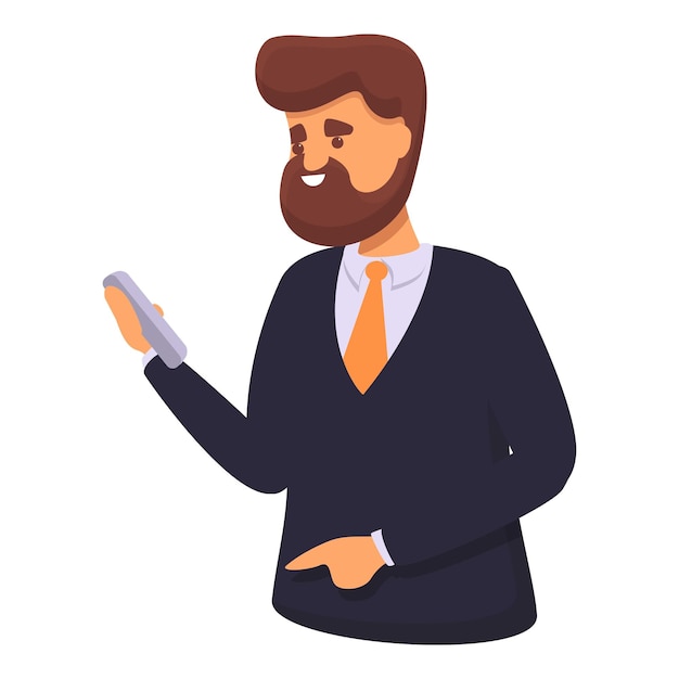 Icono de red de mensajería de empresario Caricatura de icono de vector de red de mensajería de empresario para diseño web aislado sobre fondo blanco