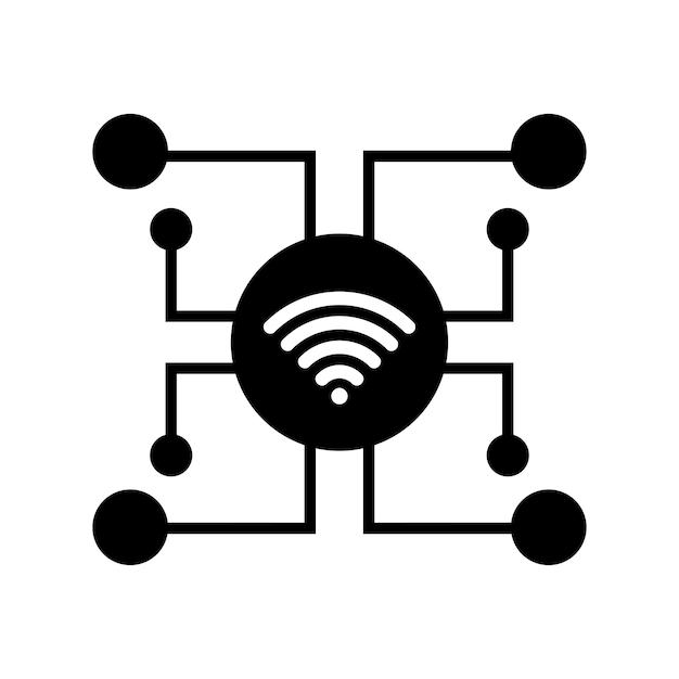 Ícono de red wifi de conexiones Gráficos vectoriales en negro