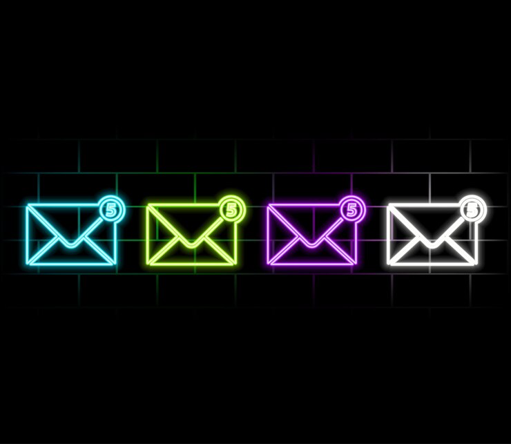 Vector ícono de redes sociales de correo electrónico en estilo neón rosa