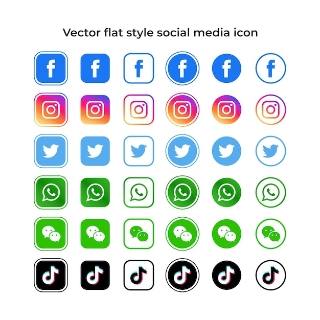 Vector icono de redes sociales de estilo plano vectorial