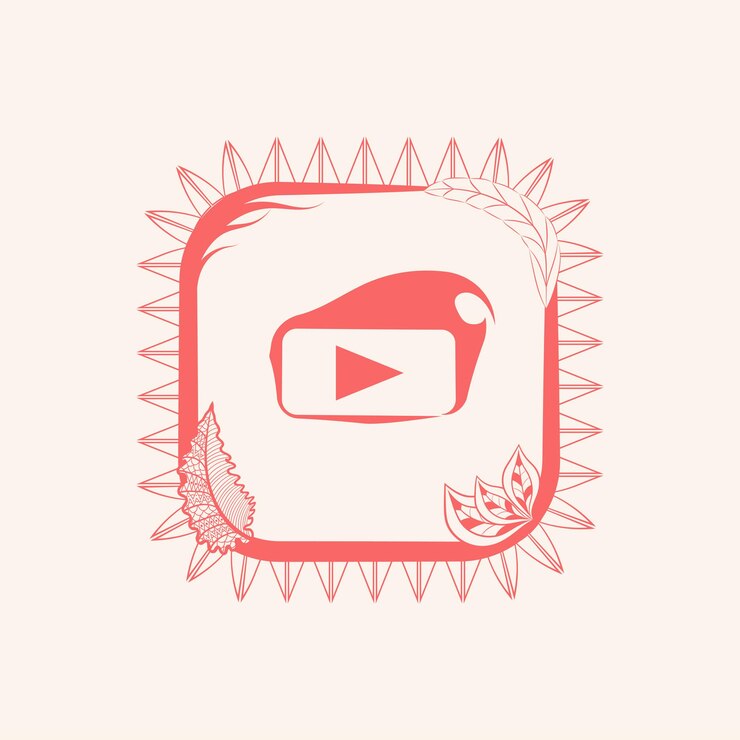 Vector icono de redes sociales de youtube adorno de flor étnica tribal