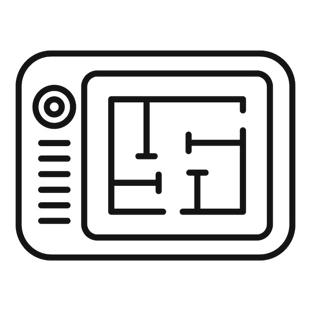 Icono de rediseño de tableta esquema vector página web estudio de personas
