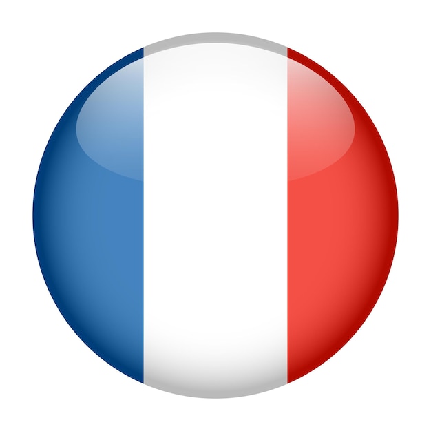 icono redondo brillante del botón de la bandera de Francia