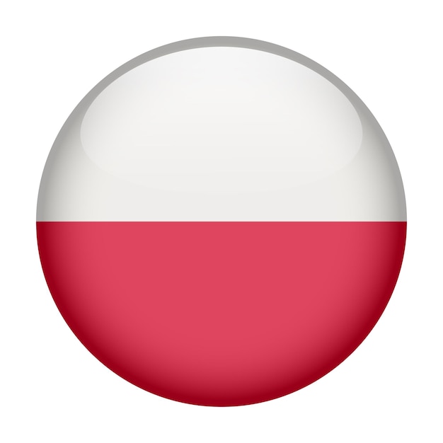 icono redondo brillante del botón de la bandera de Polonia