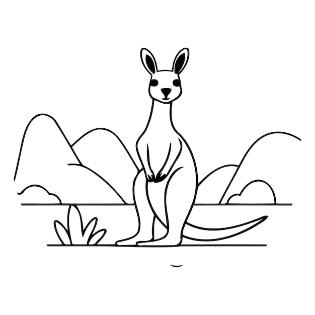 Vector icono redondo de canguro en el desierto ilustración de dibujos animados de canguru en el icono vectorial del desierto para diseño web