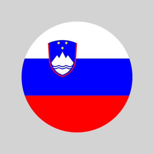 El icono redondo de Eslovenia El icono de la bandera del país esloveno El botón vectorial del círculo