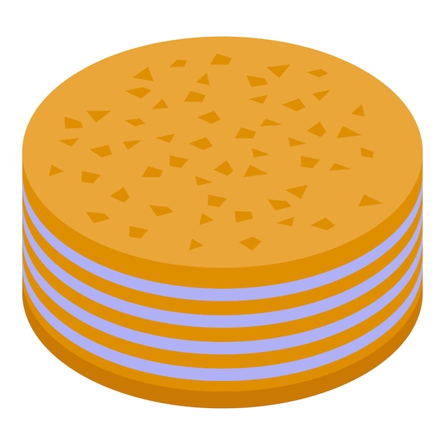 El icono redondo del pastel de Napoleón es el vector isométrico de la fiesta de la comida