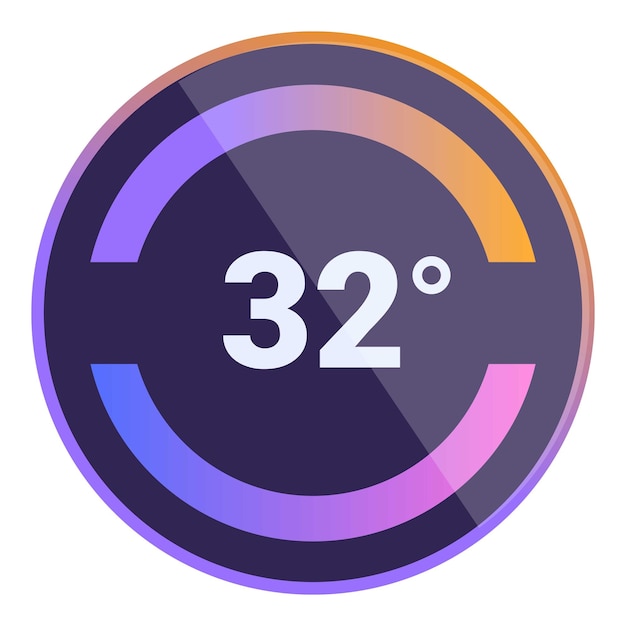 Icono redondo que muestra la temperatura de 32 grados centígrados