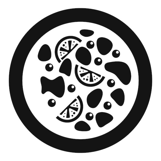 Icono redondo que representa la tradicional sopa de salmón finlandesa con crema de patatas y eneldo