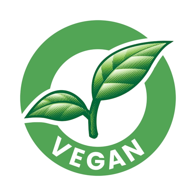 Icono redondo vegano con icono de hojas verdes 4