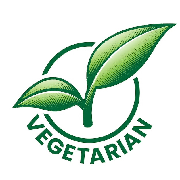 Icono redondo vegetariano con 2 hojas verdes grabadas Icono 8