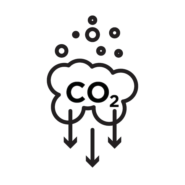 Icono de reducción de CO2 Logo de vector de arte de línea negra