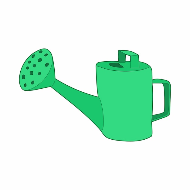Vector icono de regadera verde en estilo de dibujos animados sobre un fondo blanco