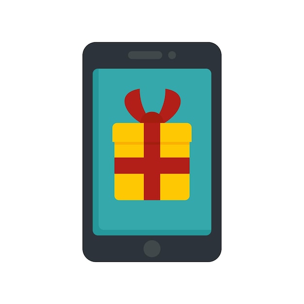 Icono de regalo de bonificación de teléfono inteligente Ilustración plana del icono de vector de regalo de bonificación de teléfono inteligente aislado sobre fondo blanco