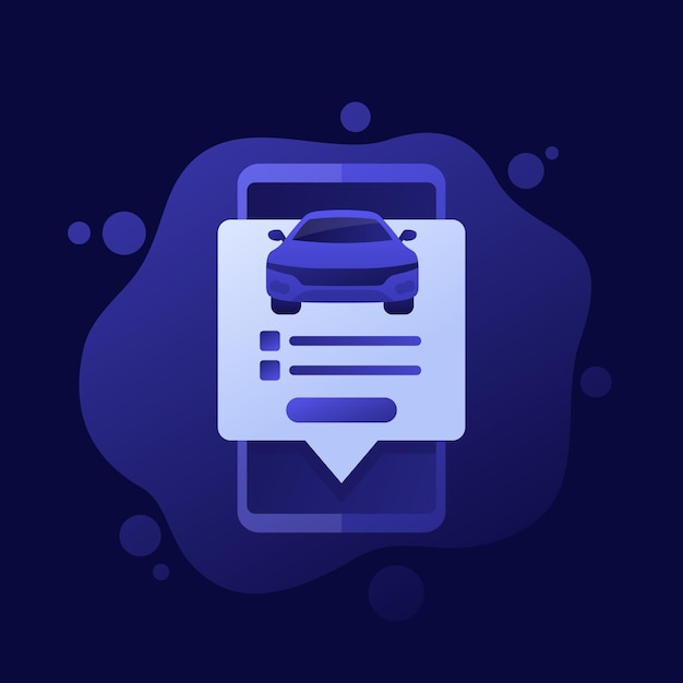 icono de registro de automóviles en línea con un diseño vectorial de teléfono móvil