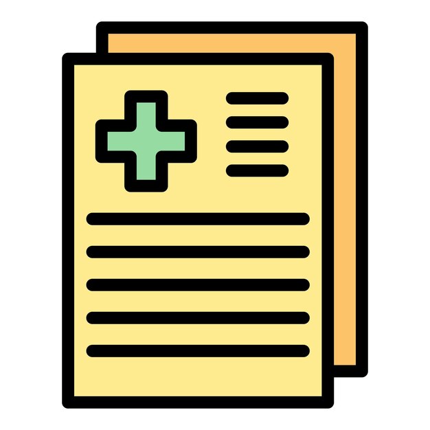 Icono de registro médico Contorno de registro médico vector icono color plano aislado