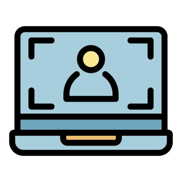 Icono de registro de pantalla de portátil Contorno de icono de vector de registro de pantalla de portátil color plano aislado