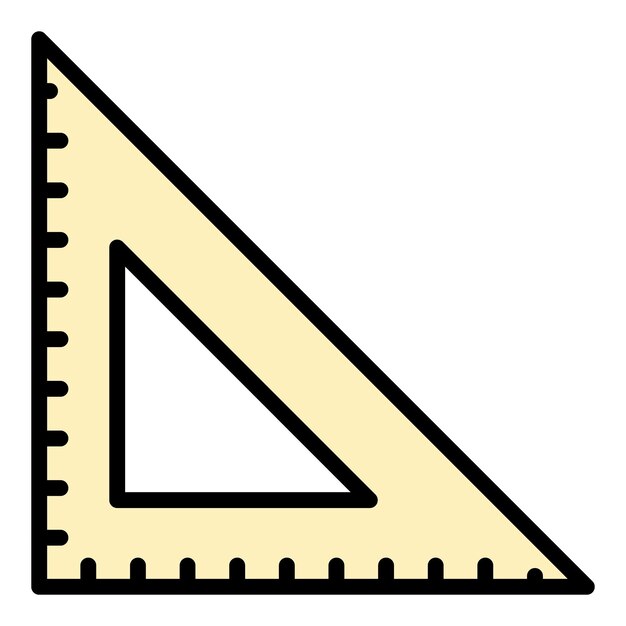 Icono de regla cuadrada de la escuela Contorno de la regla cuadrada del vector de la escuela Icono de color plano aislado