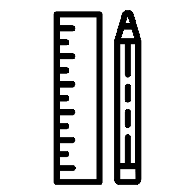Icono de regla y lápiz Icono de vector de regla y lápiz de esquema para diseño web aislado sobre fondo blanco
