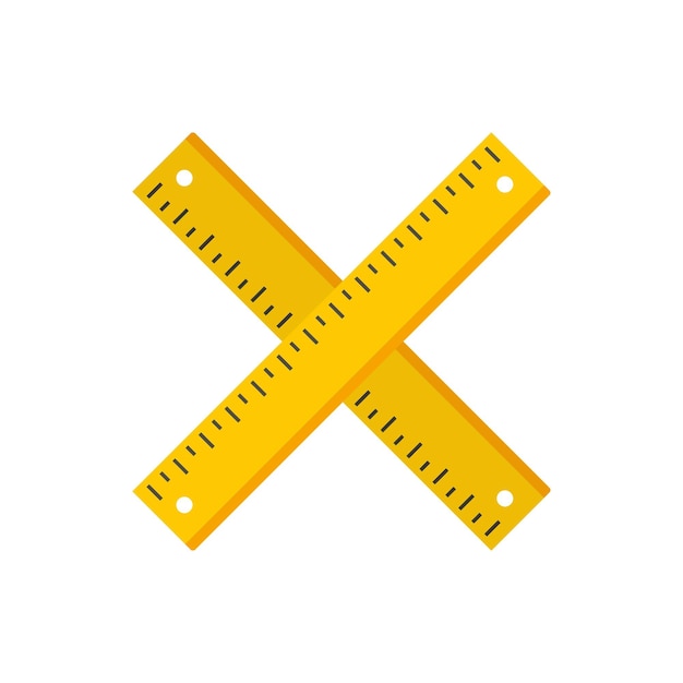 Icono de regla de madera cruzada Ilustración plana del icono de vector de regla de madera cruzada aislado sobre fondo blanco