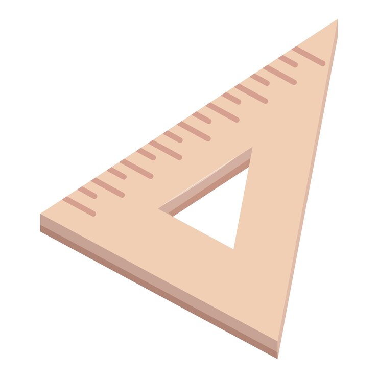 Vector icono de regla de madera triangular ilustración de dibujos animados de línea de madera de triángulo icono vectorial para la web