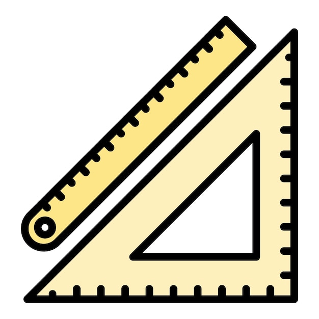 Icono de regla matemática Contorno de regla matemática Icono vectorial de regla matemática Color plano aislado