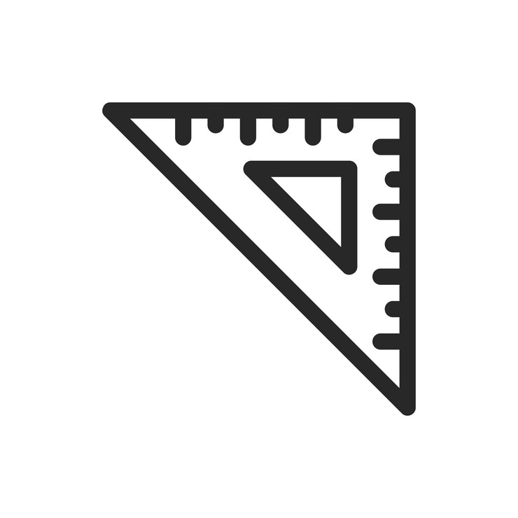 Vector icono de regla triangular del conjunto de iconos de papelería