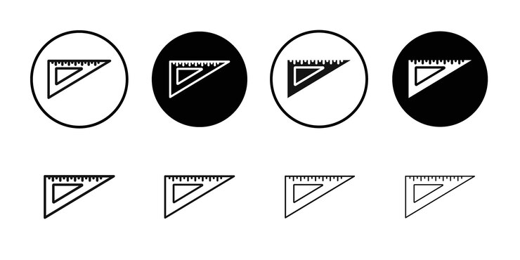Vector icono de regla triangular conjunto de logotipos vectoriales de línea negra
