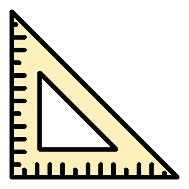 El icono de la regla del triángulo de la escuela El contorno de la regla de la regla triangular de la escuela Icono vectorial de color plano aislado