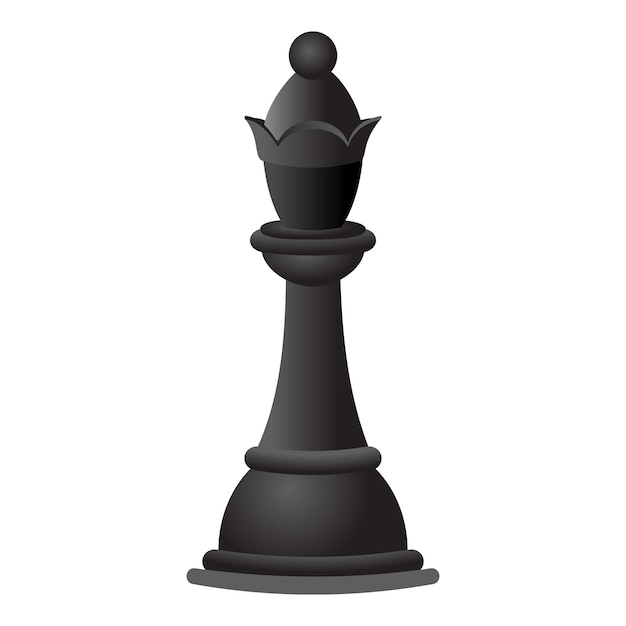 Icono de reina de ajedrez negro Caricatura de icono de vector de reina de ajedrez negro para diseño web aislado sobre fondo blanco