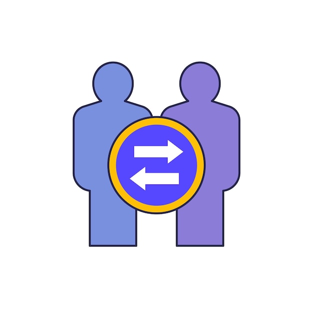 icono de relación interpersonal con contorno en blanco