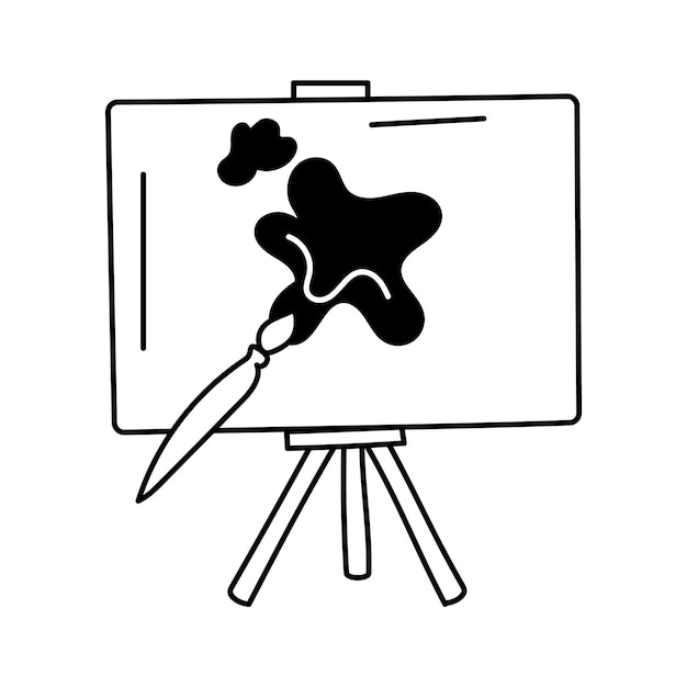Icono relacionado con la pintura con soporte que sostiene el lienzo