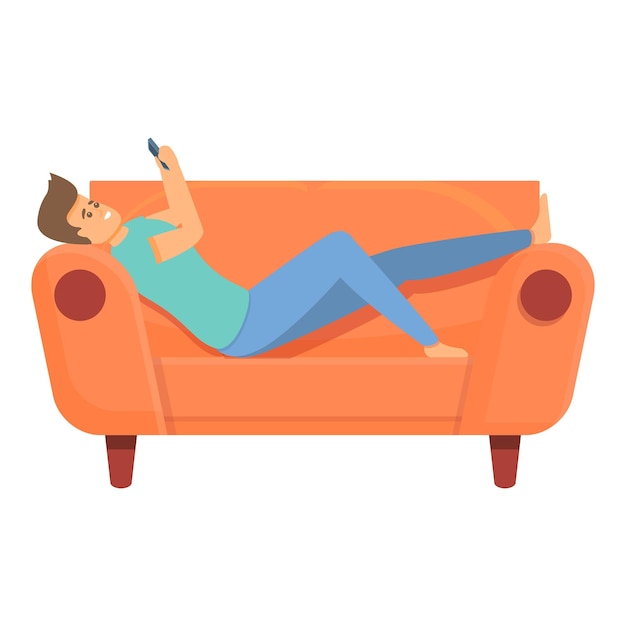 Icono de relajación del sofá de fin de semana Caricatura de icono de vector de relajación del sofá de fin de semana para diseño web aislado sobre fondo blanco